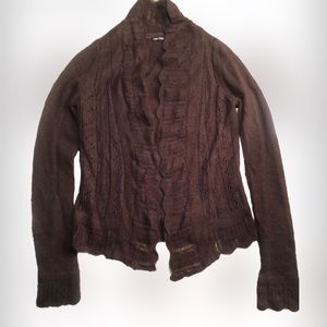 Maurice's Beautiful & Feminine Dark Brown Fitted Cardigan w/1 Hook Closure SZ S